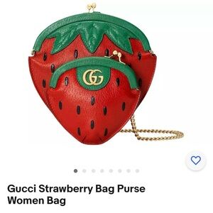 GUCCI Strawberry-shaped pochette shoulder bag 719725 Leather Red Green Straw